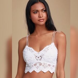 Free People White Lace Crop Top